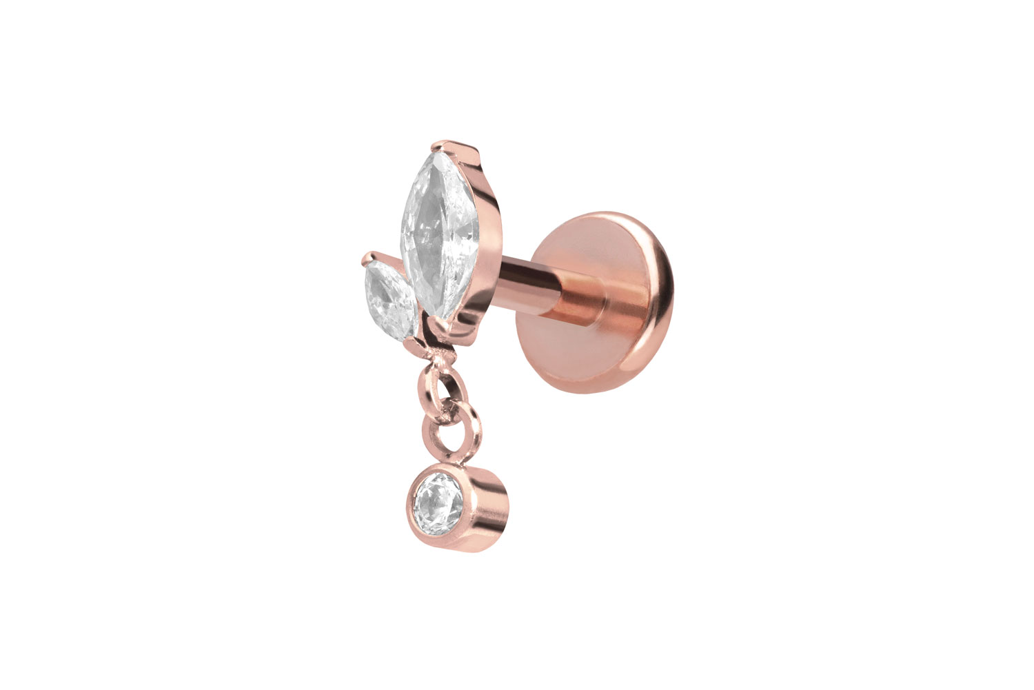 Titan Labret Piercing mit Push Fit KNOSPE + KRISTALL